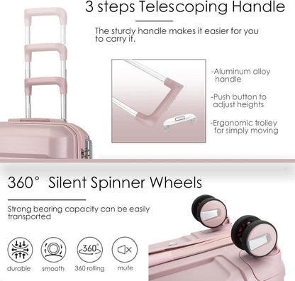 Sea Choice 4tlg Kofferset Handgepäck Trolley Hartschalen TSA Schloss Rosa