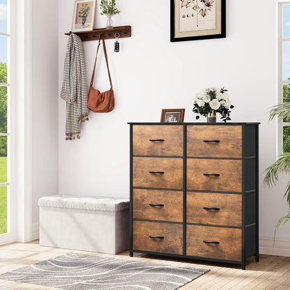 YITAHOME Kommode 8 Stoffschubladen Stoffkommode rustikal braun