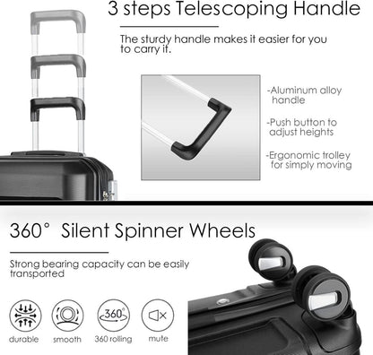 Sea choice Kofferset 4tlg Schwarz Hartschalen Trolley Handgepäck TSA Schloss