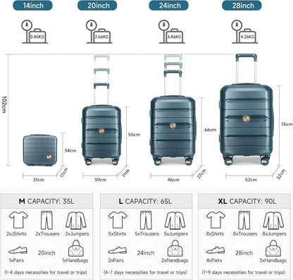 Kofferset 4tlg Handgepäck Trolley Hartschalen Reisekoffer