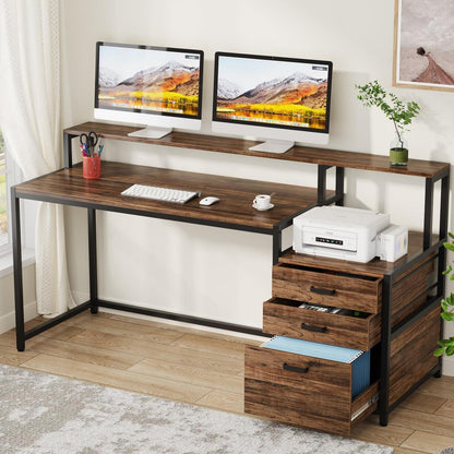 Ergonomischer Schreibtisch mit Schubladen & Monitorständer 160cm