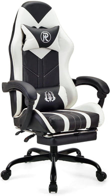 Ergonomischer Gaming Bürostuhl Weiß mit Fußstütze