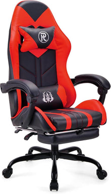 Ergonomischer Gaming Stuhl mit Fußstütze Rot