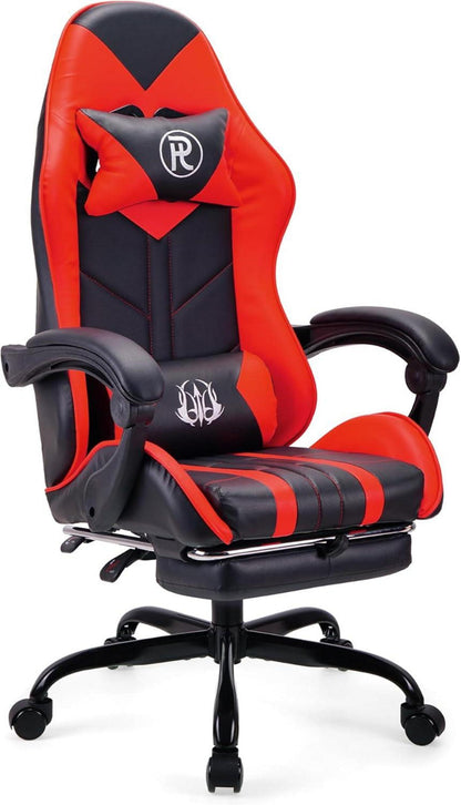 Ergonomischer Gaming Stuhl mit Fußstütze Rot