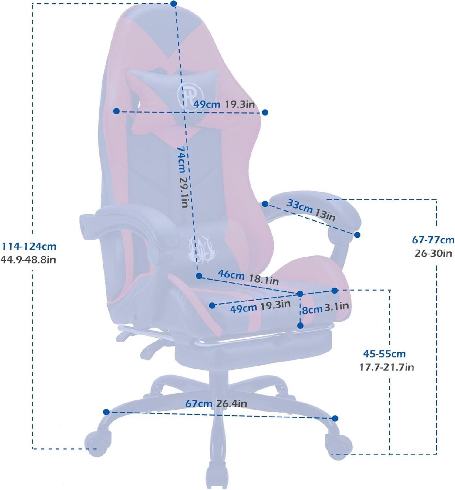 Ergonomischer Gaming Stuhl mit Fußstütze Rot