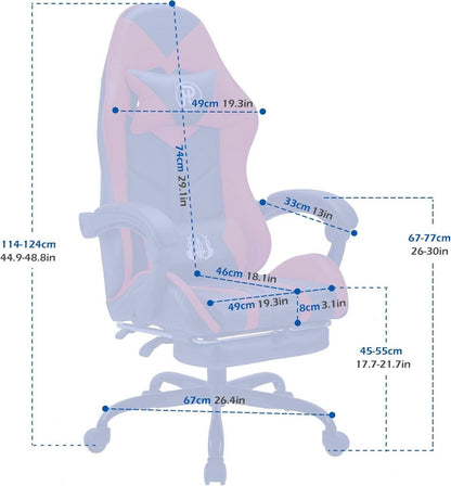 Ergonomischer Gaming Stuhl mit Fußstütze Rot