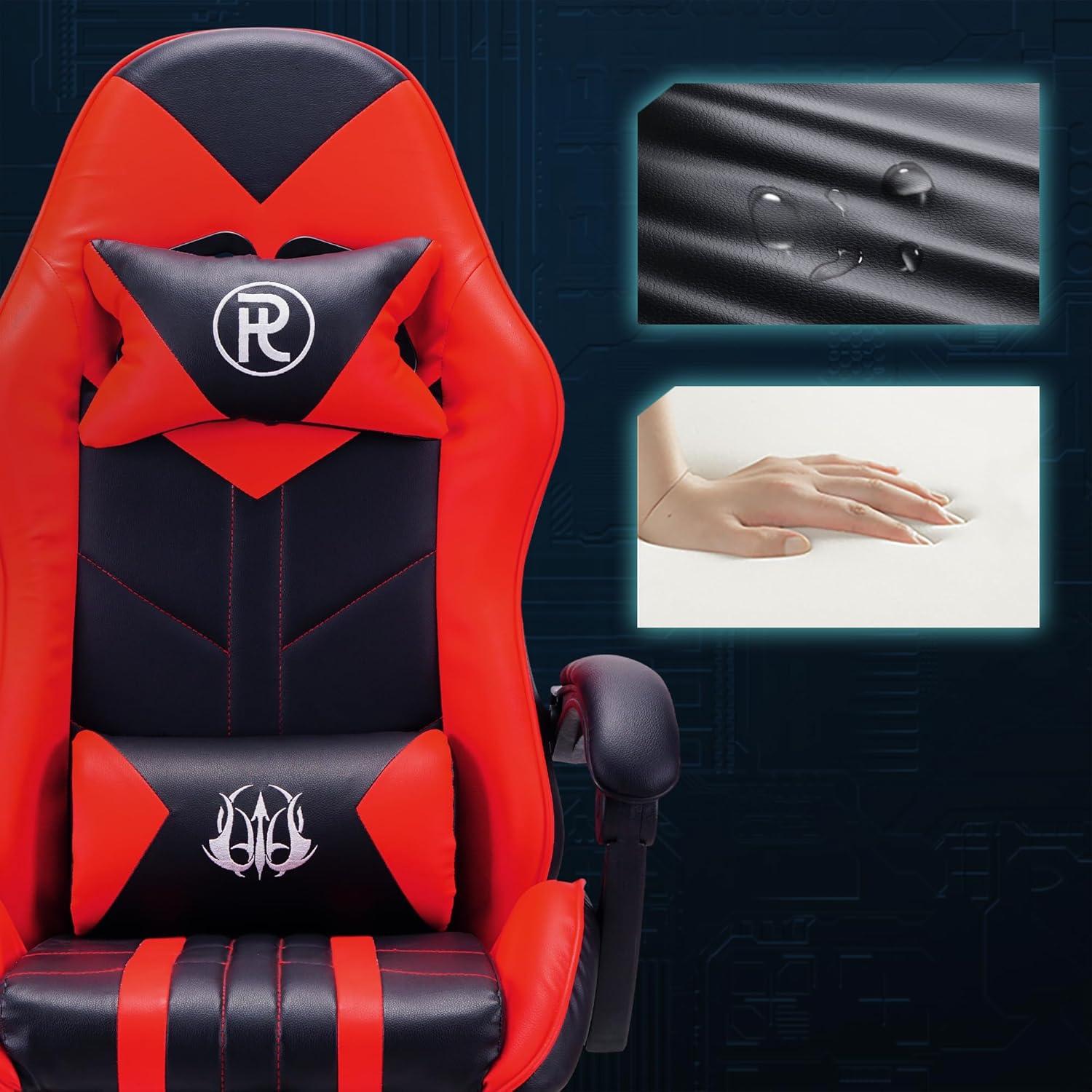 Rot Gaming Stuhl Bürostuhl Drehstuhl PC Stuhl mit Fußstütze