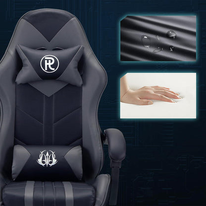 Ergonomischer Gaming Stuhl mit Fußstütze Grau - Bürostuhl Rennstuhl