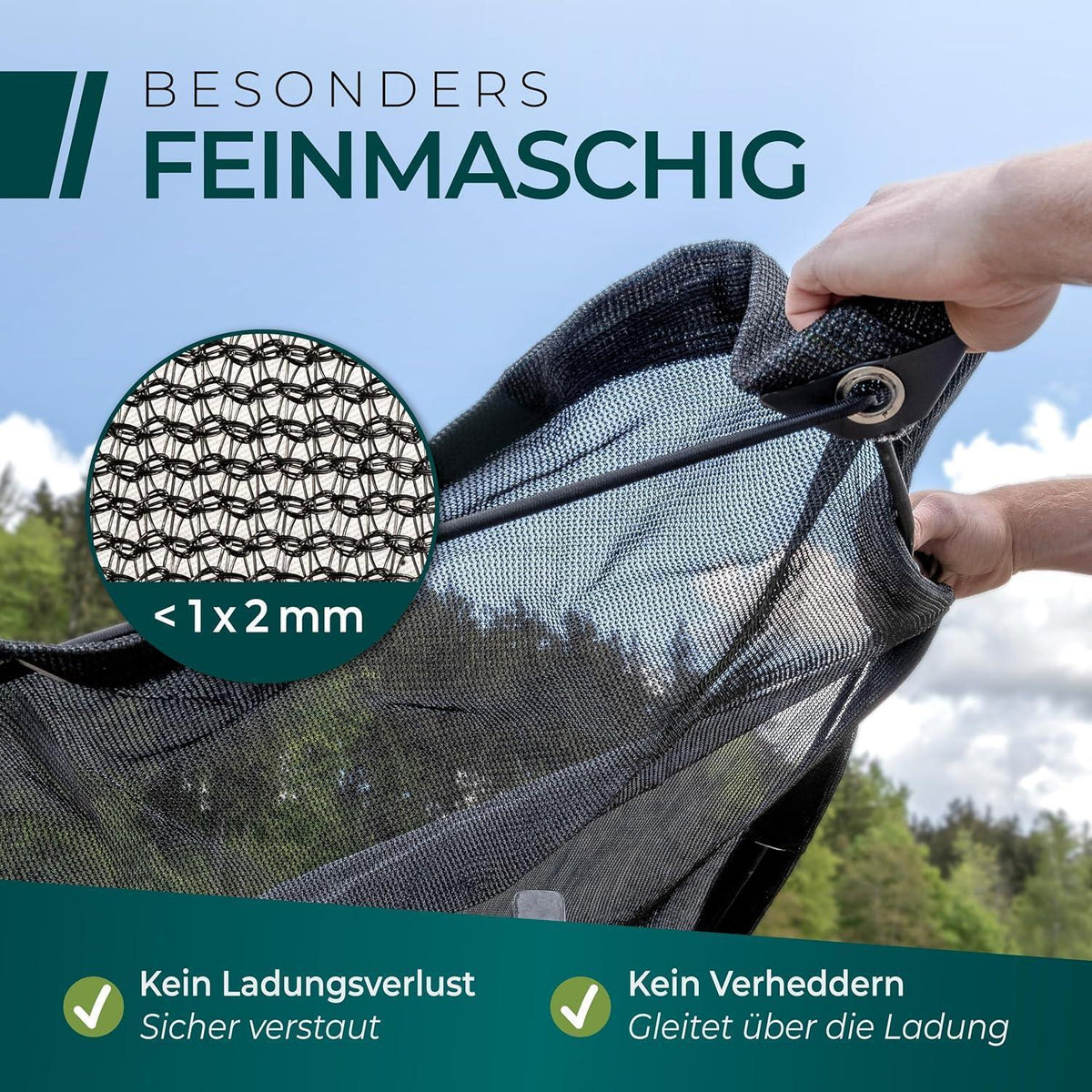 Feinmaschiges Anhängernetz 3,5x5m – Ladungssicherung mit Gummizug