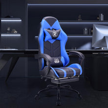 Ergonomischer Gaming Stuhl blau mit Fußstütze