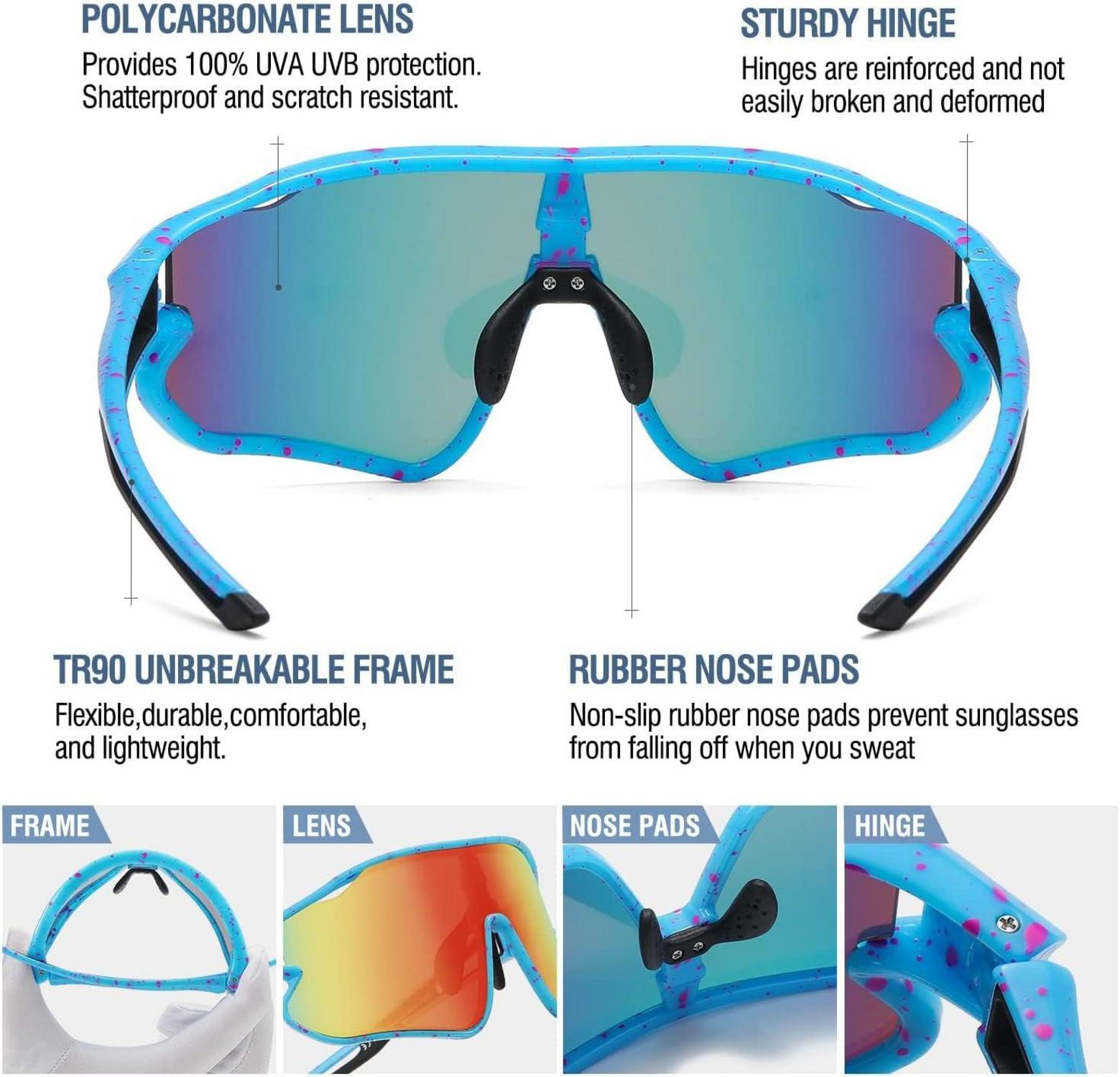 Kinder Sonnenbrille Sport Baseball TR90 UV400 Blau Schwarz RevoOrange