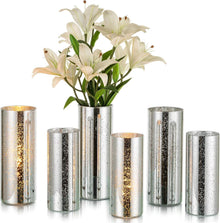 Glasseam Glasvasen Set, Silber Zylindervase Deko 2 Stück