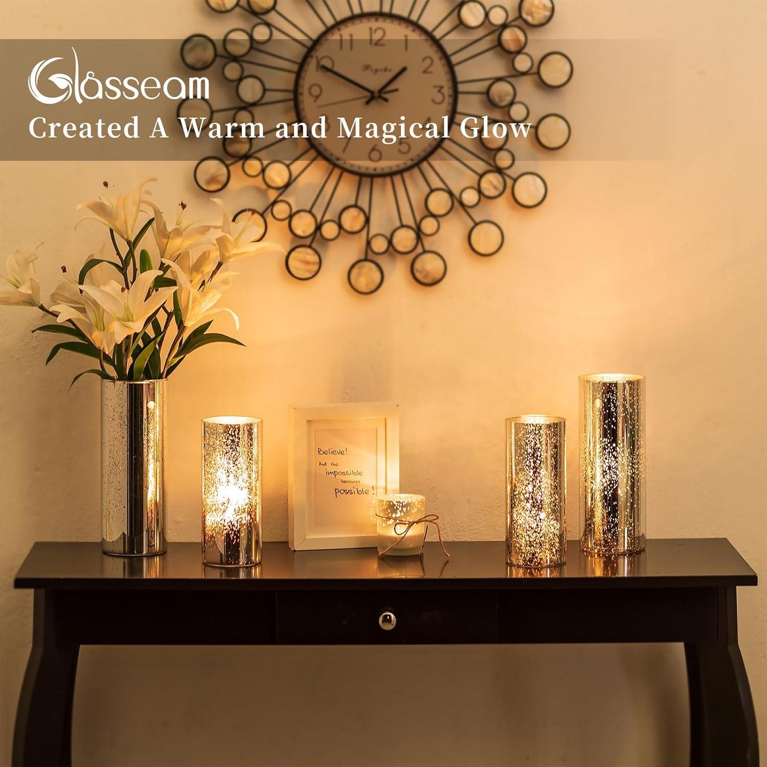 Große und kleine Glasvasen Set Silber modern dekorativ