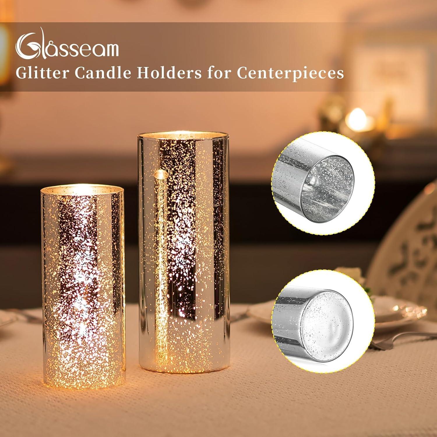 Große und kleine Glasvasen Set Silber modern dekorativ