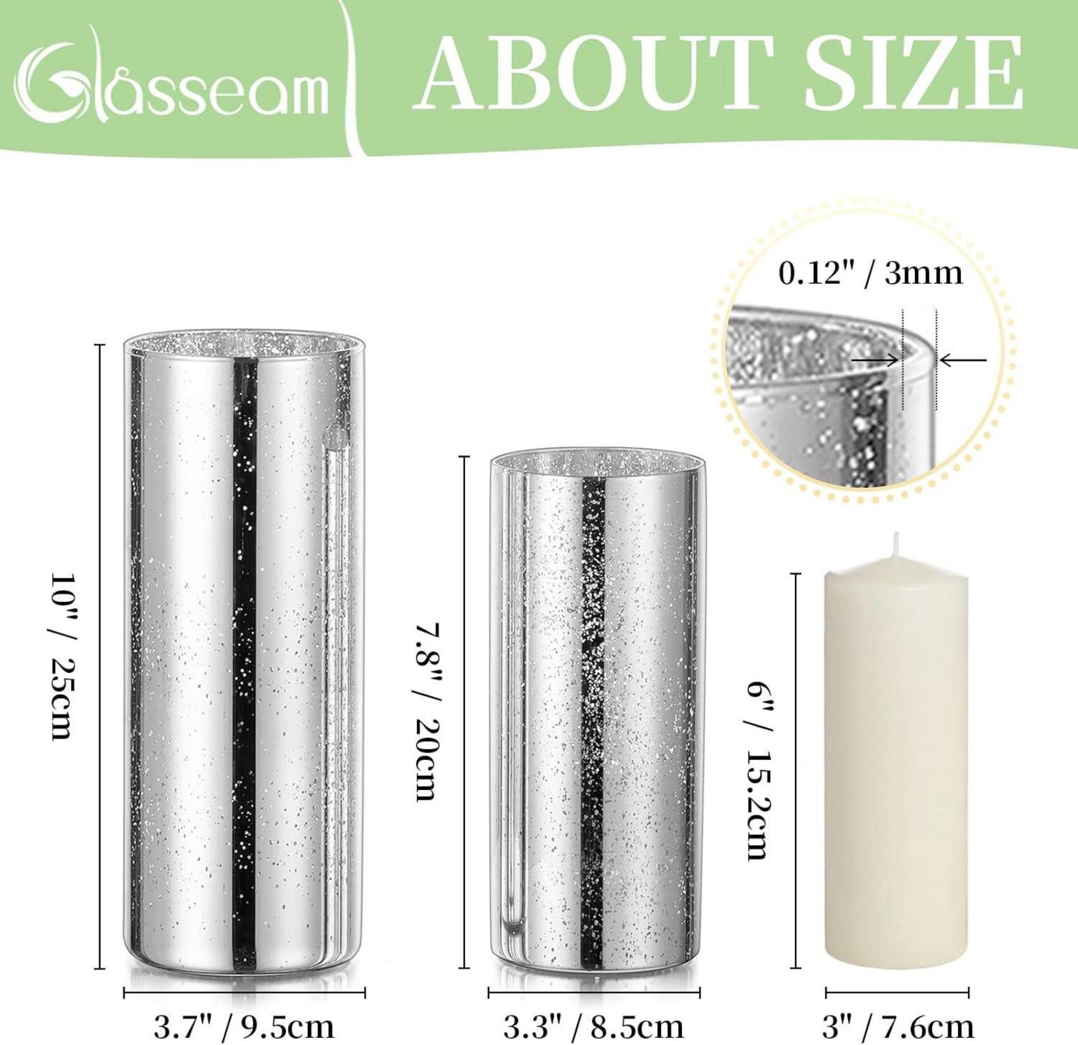 Silberne Zylinderglasvasen Set 2er Pack Deko Vase Windlicht