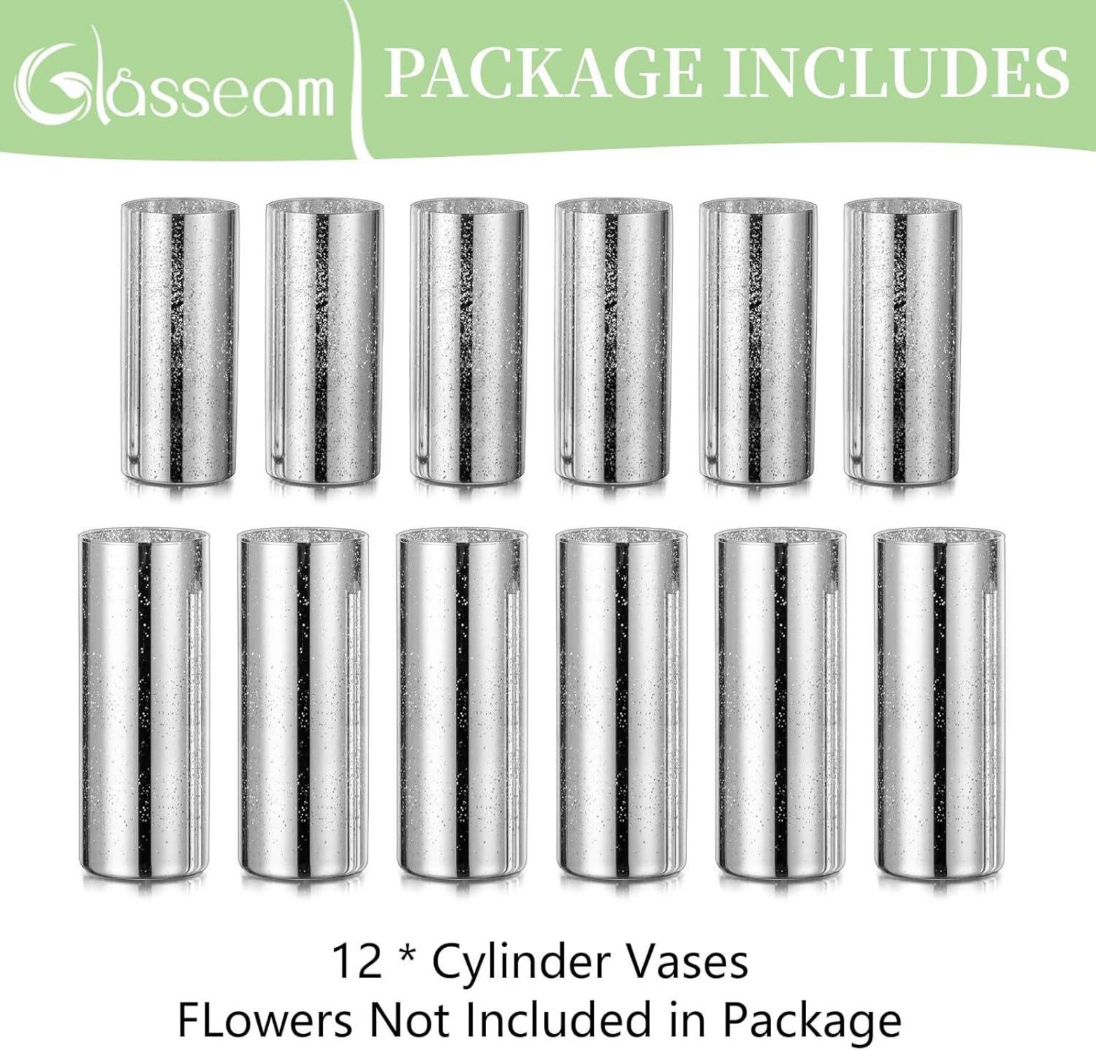 Glas Vasen Deko Silber Zylinder Vase 2 Stück Modern Hochzeit Tischdeko