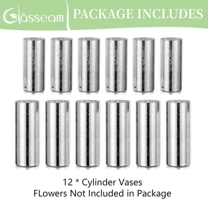 Glas Vasen Deko Silber Zylinder Vase 2 Stück Modern Hochzeit Tischdeko