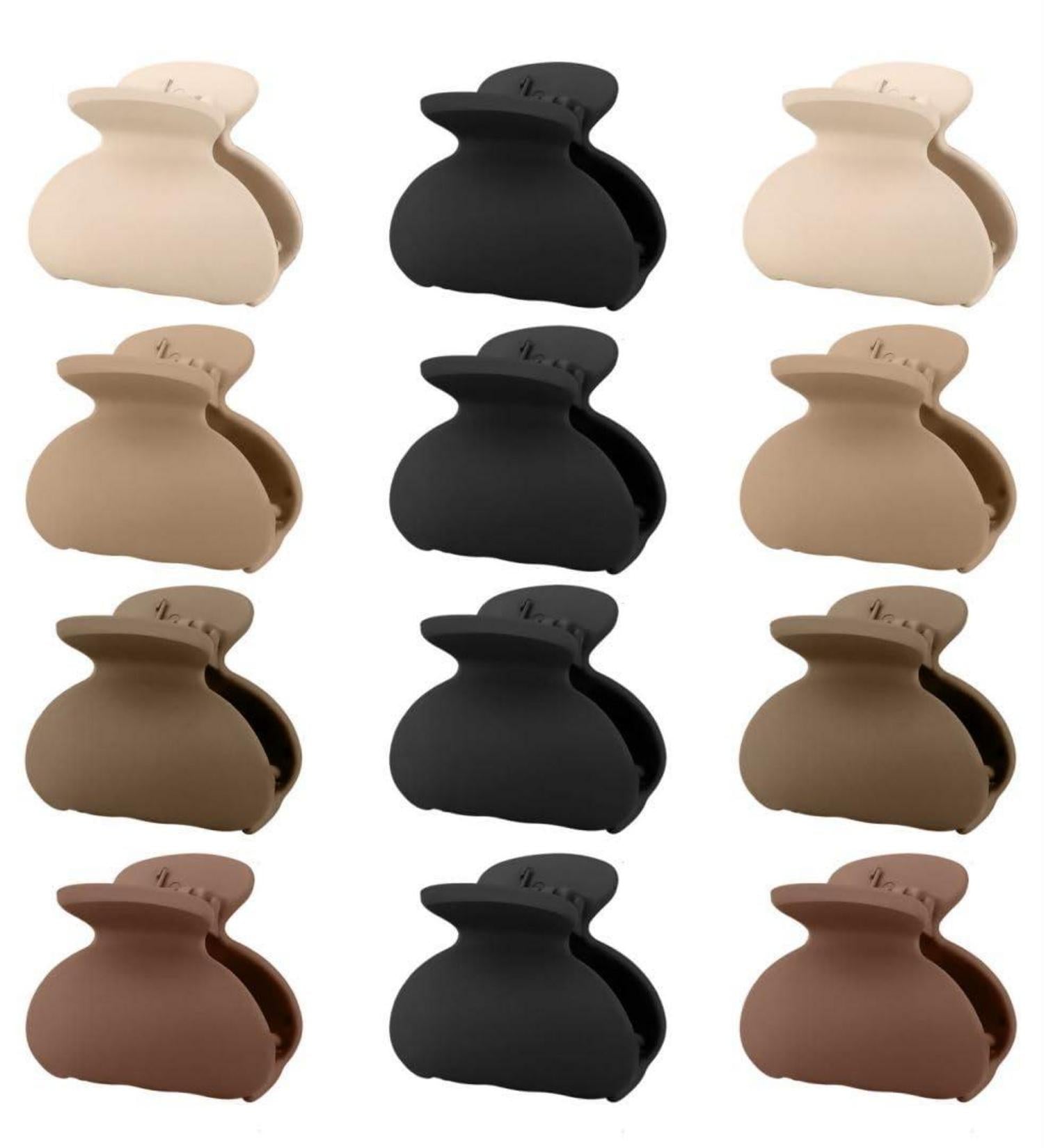 12er Set Matt Haarspangen für Damen und Kinder - Braun