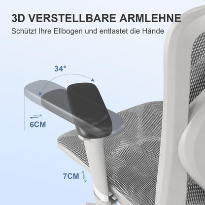 Ergonomischer Bürostuhl mit verstellbarer Kopfstütze und