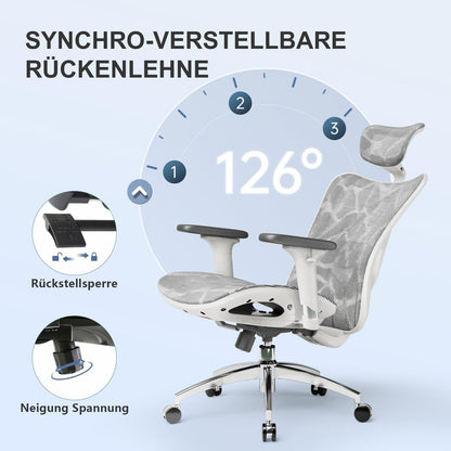Ergonomischer Bürostuhl SIHOO M57 mit Lendenwirbelstütze, 3D-Armlehnen