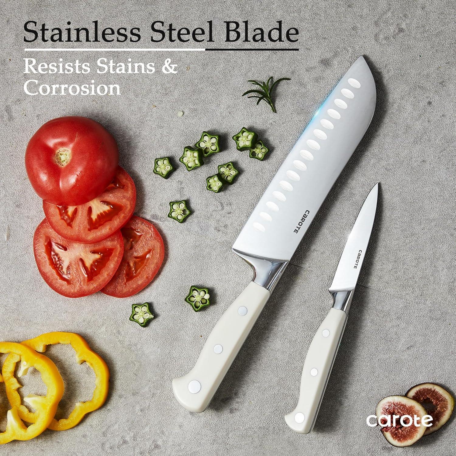CAROTE 14-tlg Messerset mit Block & Schärfer - Profi Küchenmesser Set