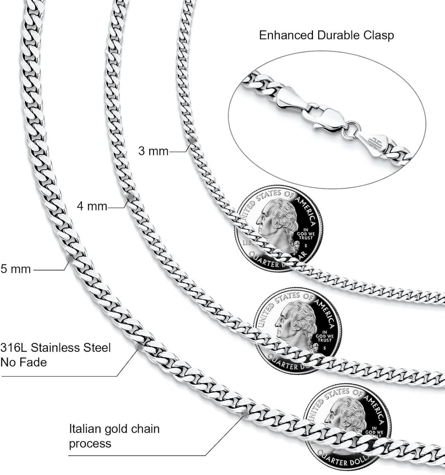 Edelstahl Panzerkette mit Diamantschliff 3mm 50.8cm Silber Gold Kette