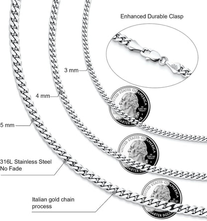 Edelstahl Panzerkette mit Diamantschliff 3mm 50.8cm Silber Gold Kette