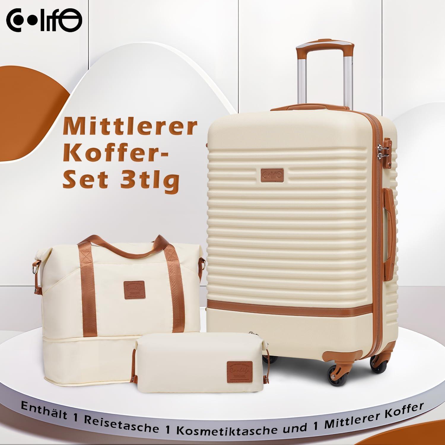 COOLIFE Mittlerer Koffer-Set 3tlg ABS Hartschalen Trolley 4