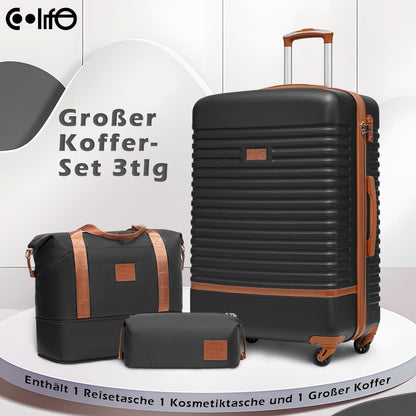 COOLIFE Koffer Set 3tlg ABS Hartschale 4 Rollen TSA-Schloss