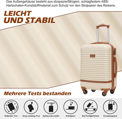 COOLIFE Hartschalen Kofferset 3tlg TSA-Schloss, 4 Rollen, schwarz/braun