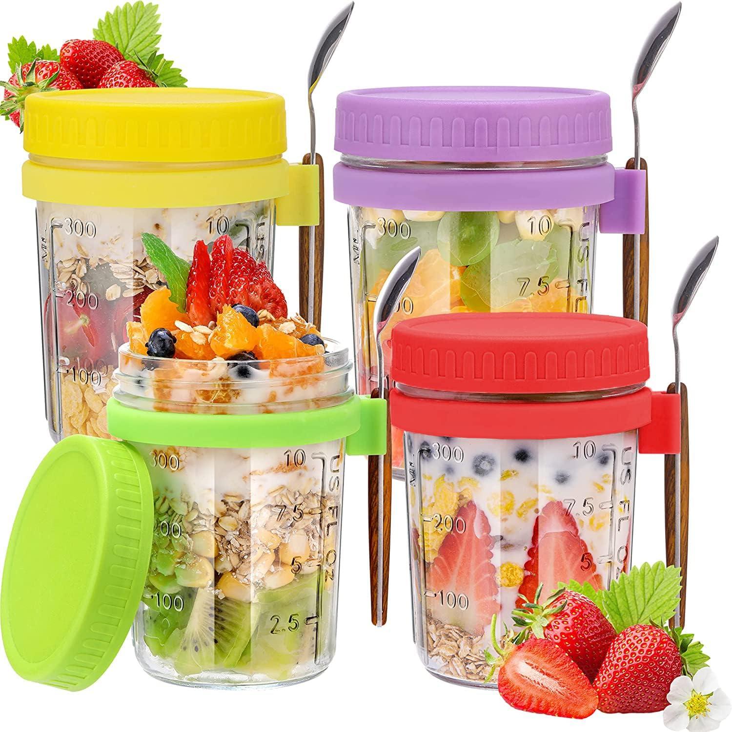 Glas Müslibecher to go mit Löffel 400ml - Joghurtbecher Overnight Oats