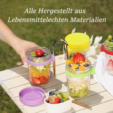 Glas Müslibecher to go mit Löffel 400ml Luftdicht Behälter