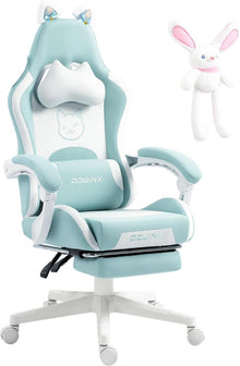 Ergonomischer Gaming Stuhl mit Lendenwirbelstütze PU-Leder Blau