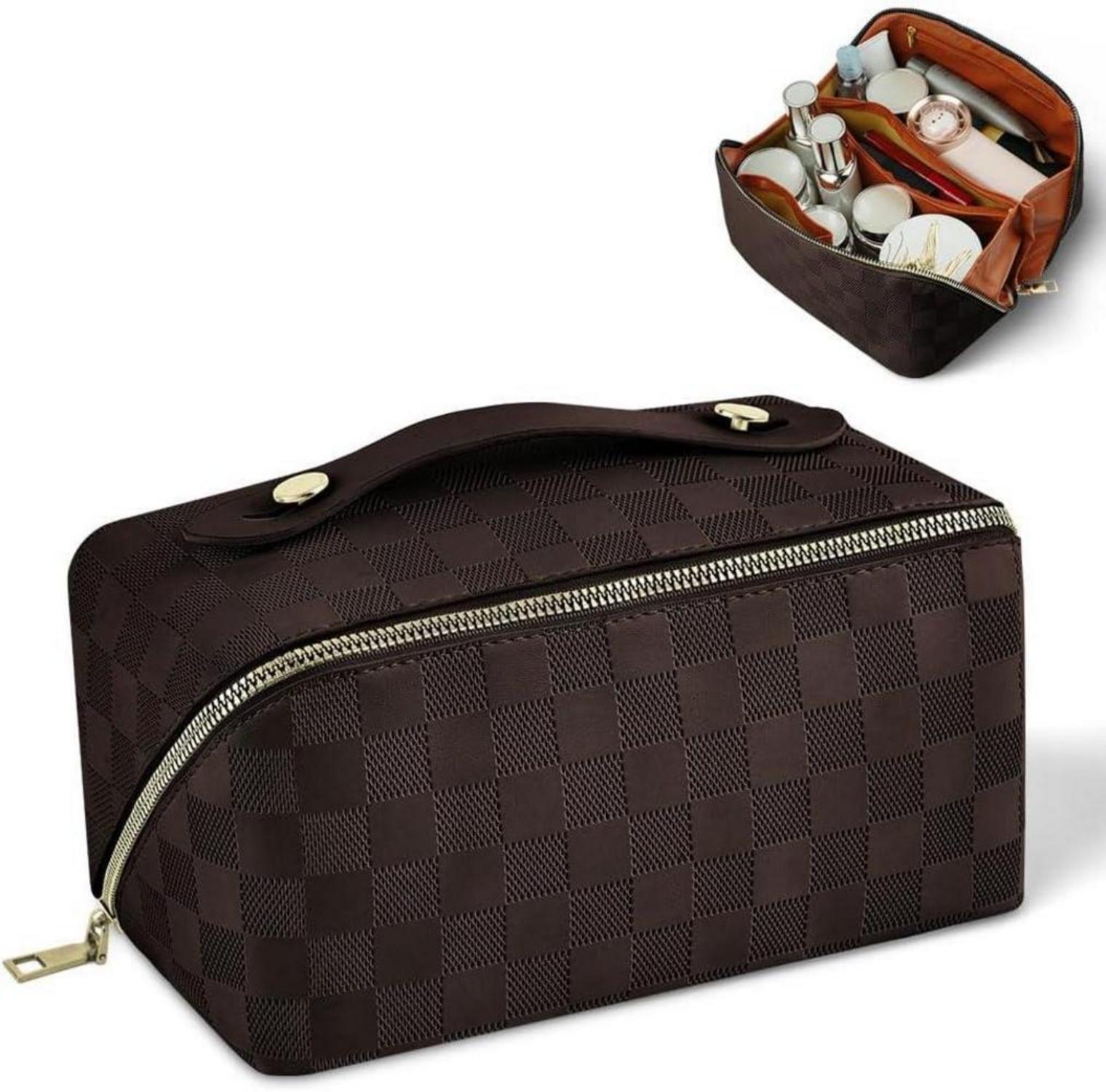 Aucuu Reise Kosmetiktasche PU Leder Make-up Tasche Große Kapazität Wasserdicht Schminktasche Organizer