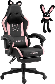 Ergonomischer Dowinx Gaming Stuhl mit süßer Katze - Schwarz