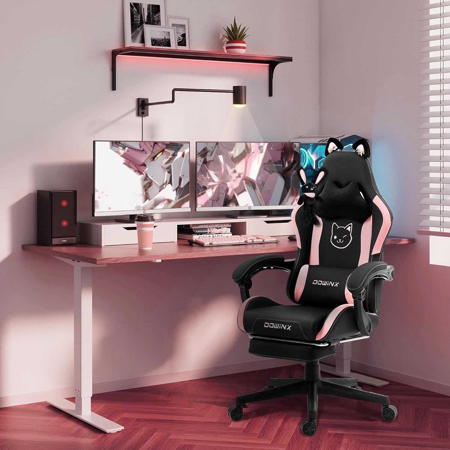 Dowinx Gaming Stuhl Süße Katze Ergonomisch Hohe Rückenlehne