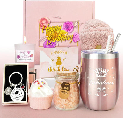 Geburtstags Geschenkset Frauen Edelstahl Badeset Kerze Socken