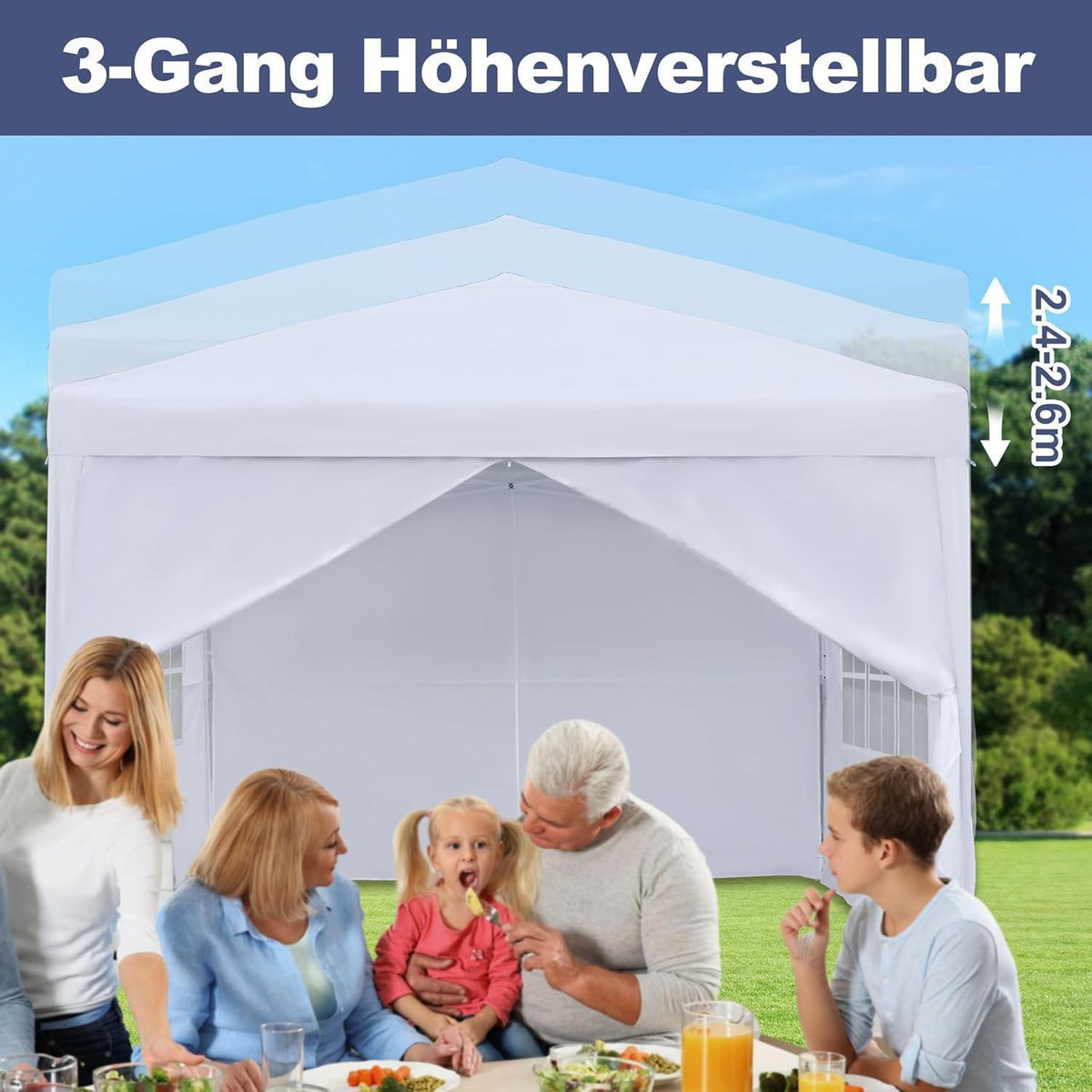 3x3 Faltpavillon Wasserdicht – Partyzelt für Garten & Events