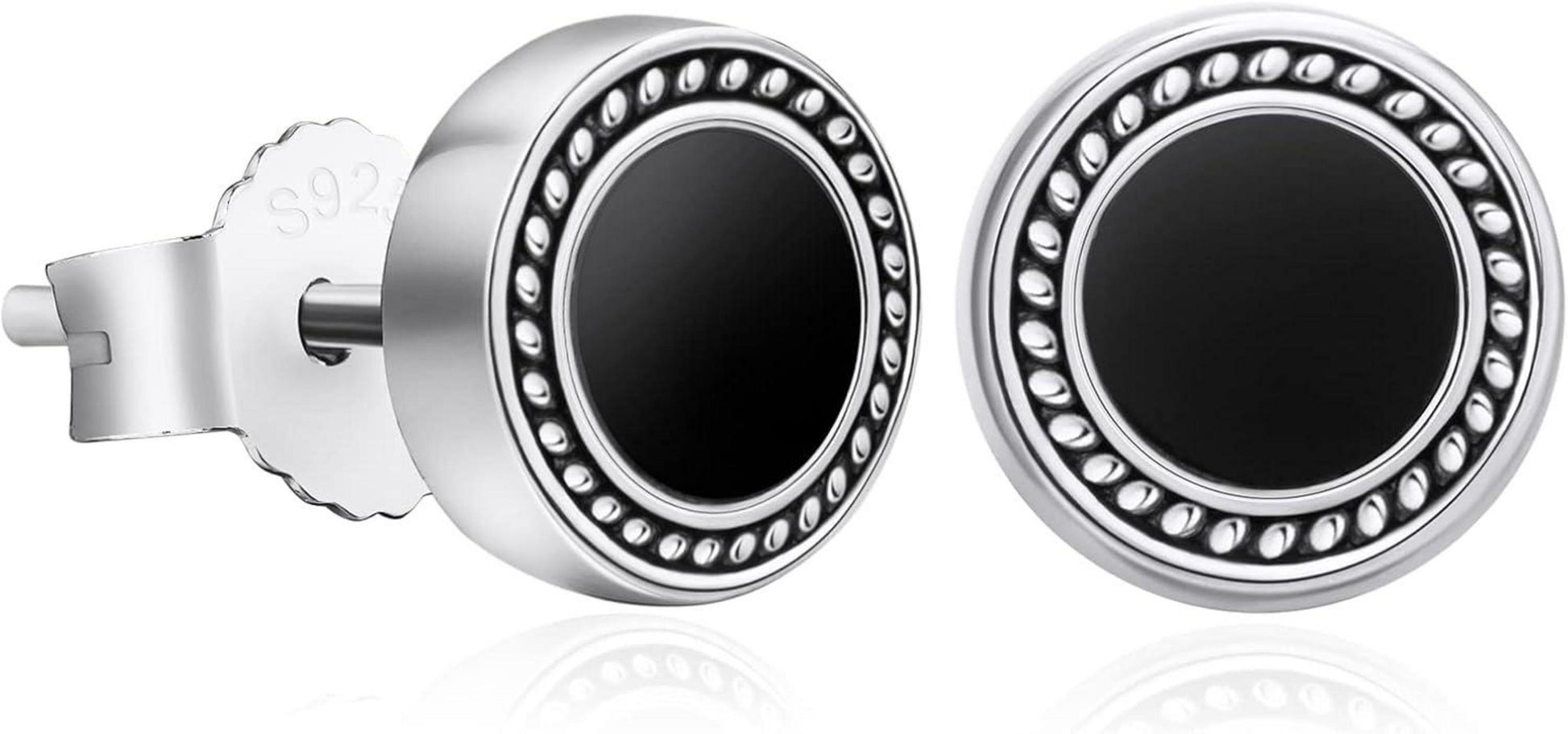 KRKC&CO Schwarz Onyx S925 Silber Herren Ohrringe 8mm
