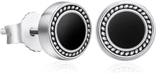 KRKC&CO Schwarz Onyx S925 Silber Herren Ohrringe 8mm