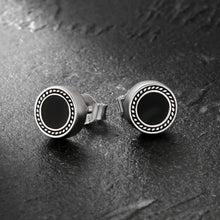 KRKC&CO S925 Silber Ohrringe Herren 8mm Schwarz Onyx Stein