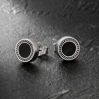KRKC&CO S925 Silber Ohrringe Herren 8mm Schwarz Onyx Stein