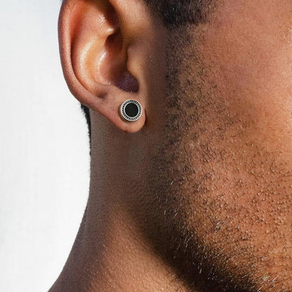 KRKC&CO Schwarz Onyx S925 Silber Herren Ohrringe 8mm