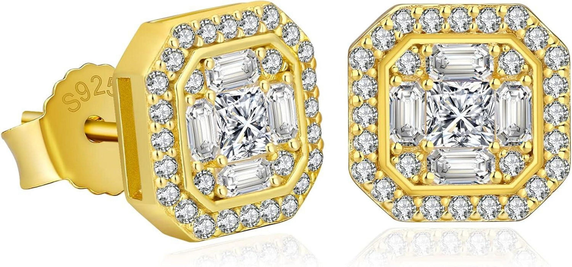 KRKC&CO S925 Silber Ohrringe Iced Out 14K Gold beschichtet 9mm