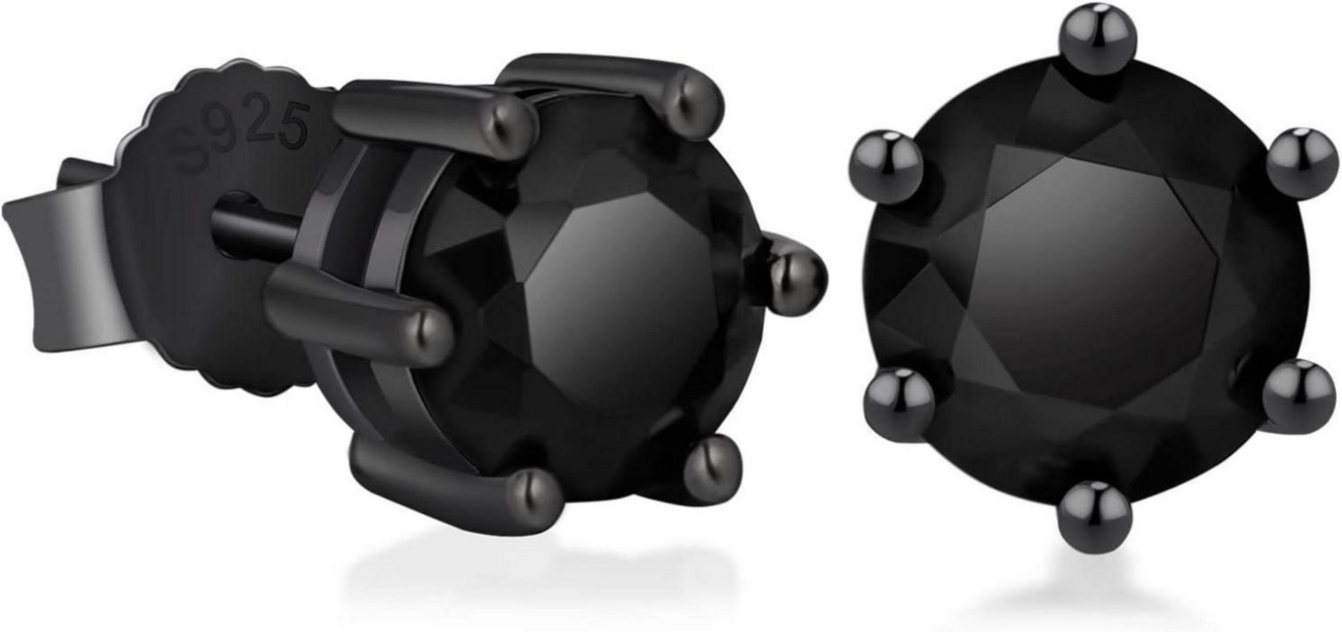 Schwarze 925 Silber Ohrstecker mit Onyx Stein 8mm