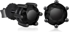 Schwarze 925 Silber Ohrstecker mit Onyx Stein 8mm