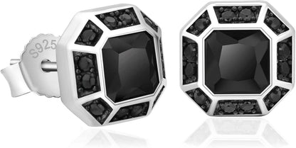 Silber Ohrringe Herren Weißgold beschichtet Zirkonia Steine sparkling