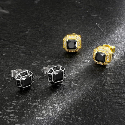 Silber Ohrringe Herren Weißgold beschichtet Zirkonia Steine sparkling