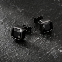 Schwarze 925 Silber Ohrringe Herren 6mm Oynx Stein Geschenk