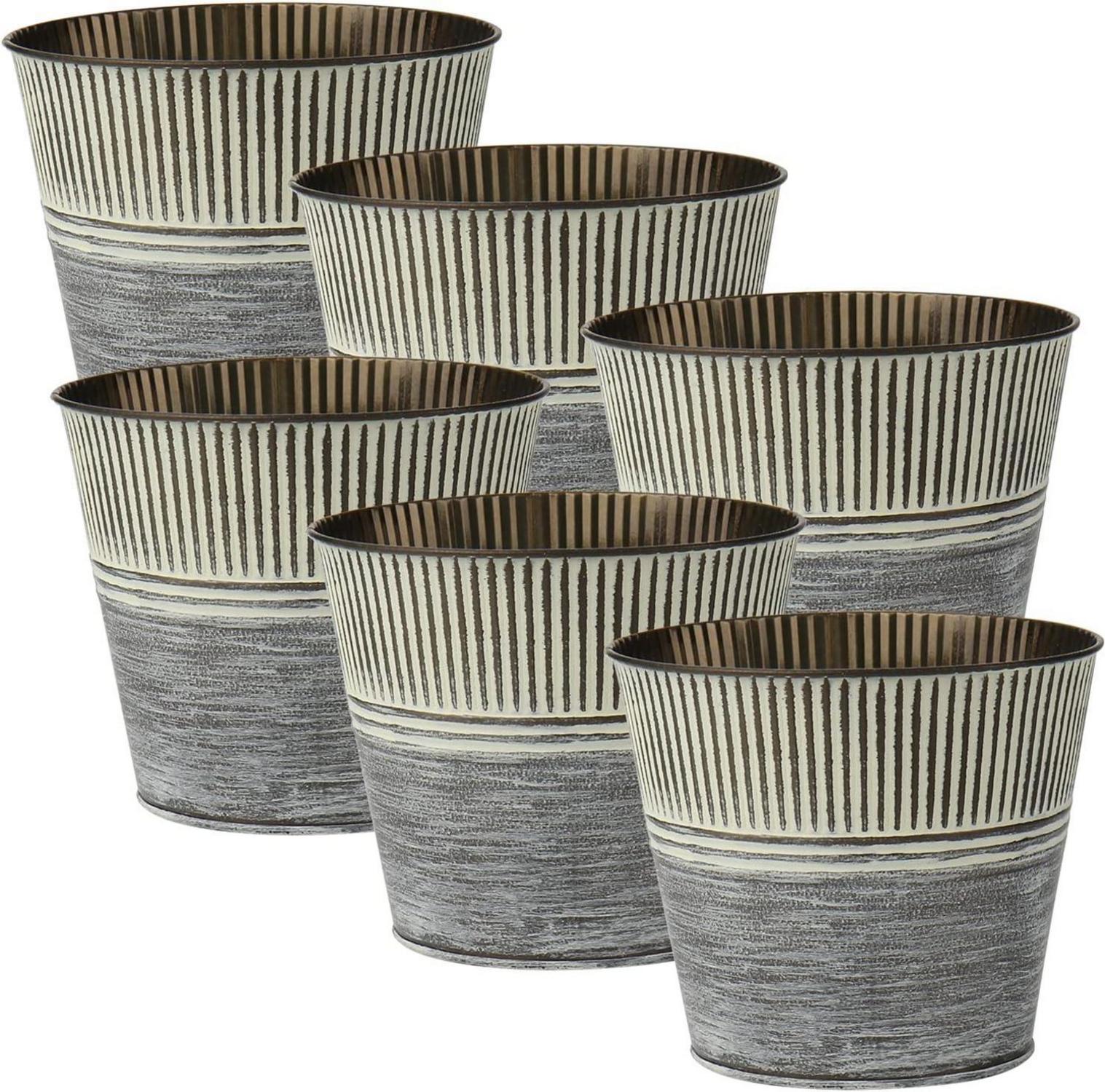 6er Set Blumentöpfe verzinkter Stahl moderne Deko drinnen draußen